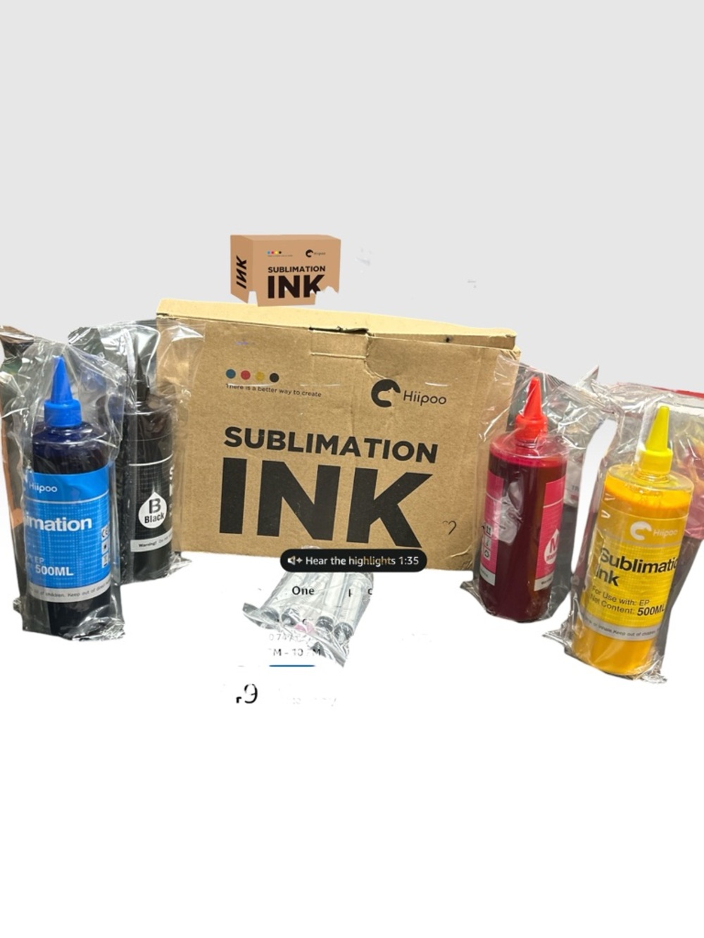 Hiipoo Sublimation Ink Set - Blue, Black, Red, Yellow 2000ml